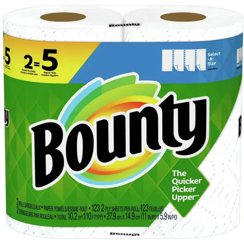 Photo 1 of 8 rolls Bounty Select-A-Size Paper Towels, White, 2 Double Plus Rolls 