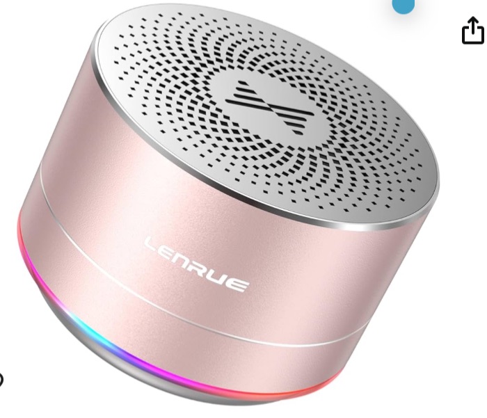 Photo 1 of LENRUE A2 Portable Wireless Bluetooth Speaker with Lights and Lanyard,5W Mini Small Metal Speakers Bluetooth 5.0/Aux-in for iPhone Android Home Outdoor, Gifts for Women/Girls