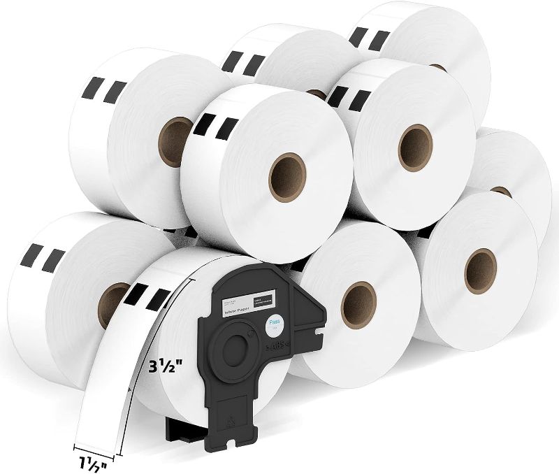 Photo 1 of Printholic - 12 Rolls Compatible with Brother DK 1201 (1-1/7" x 3-1/2") Labels Barcode Shipping Labels - 400/Roll Adress Labels for Brother QL Label Printers - Include 1 Detachable Frame
