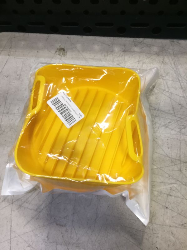 Photo 2 of 1PC Silicone Air Fryer Basket Air Fryer Silicone Pot, 8 inch Air Fryers Oven Basket Pan, Replacement of Parchment Paper Liners Yellow (Type A)
