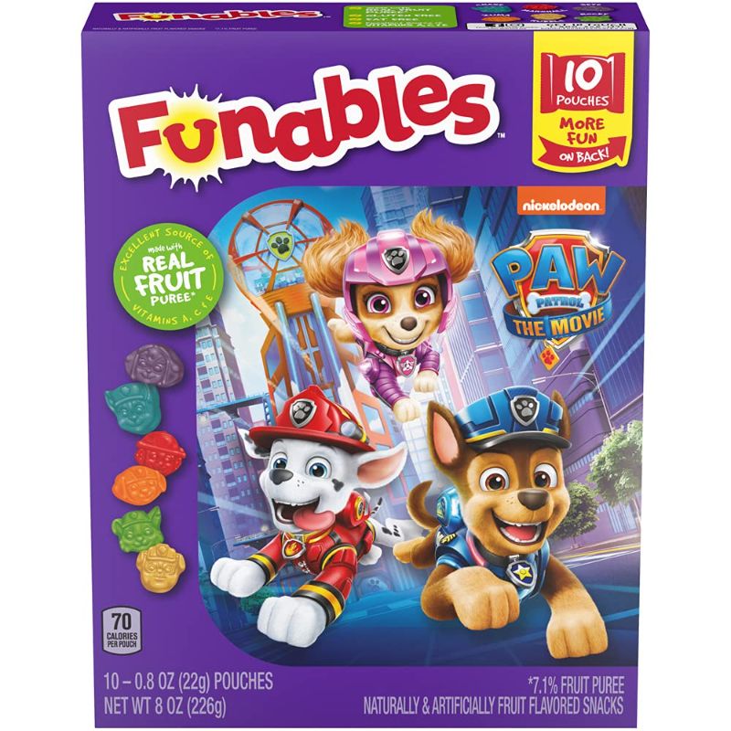 Photo 1 of 4 PACK--Funables Fruit Snacks, Paw Patrol Shaped Fruit Flavored School Snacks, Pack of 10 0.8 ounce Pouches- BEST BY- 07/2023
