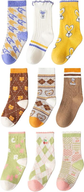 Photo 1 of INOBAY Child Socks 9 Pack Kids Socks Toddler Socks Girls Boys Cotton Socks- SIZE 3-5T
