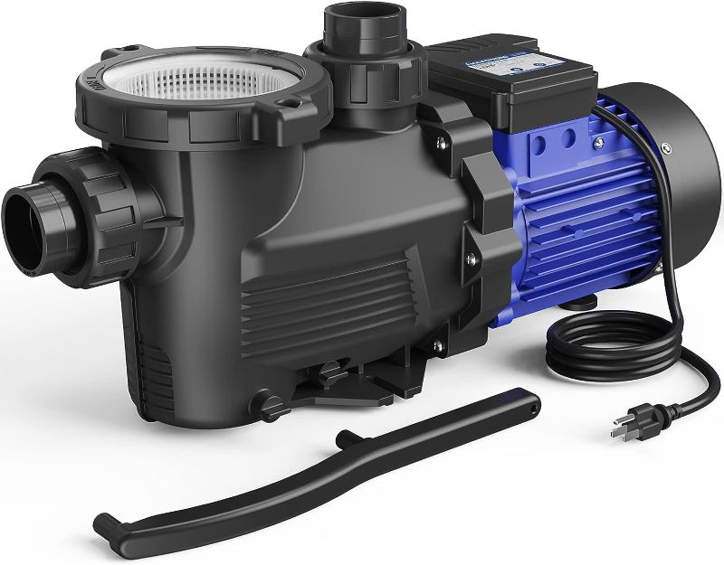 Photo 1 of Aquastrong 1.5 HP In/Above Ground Single Speed Pool Pump, 115V, 8100GPH, High Flow, Powerful Self Primming Swimming Pool Pumps with Filter Basket
