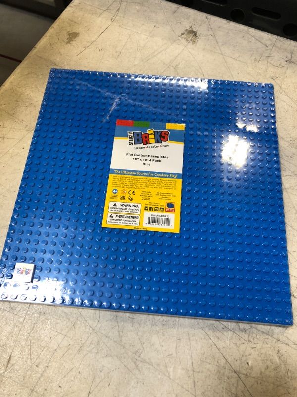 Photo 2 of Strictly Briks Classic Baseplates, for Building Bricks, Bases for Tables, Mats, and More, 100% Compatible with All Major Brands, Blue, 4 Pack, 10x10 Inches Blue 10x10 4 Pieces