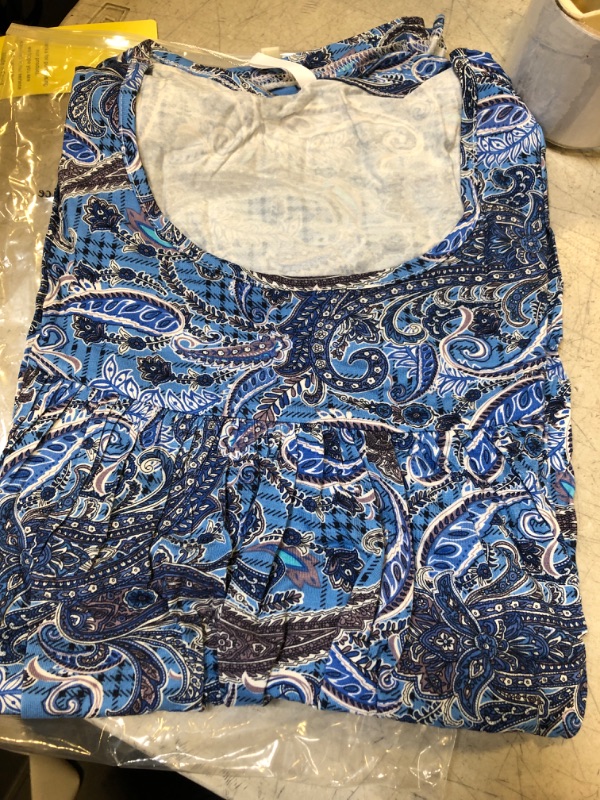 Photo 2 of LONGYUAN Women Summer 2023 Casual Tops Short Sleeve Tunic Hide Belly Shirts Elastic Blouse Blue-khaki Large