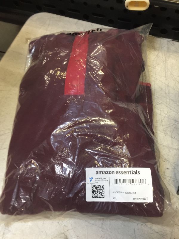 Photo 2 of Amazon Essentials Men's Snap-Front Hooded Polar Fleece Jacket XX-Large Burgundy/Red, Color Block
