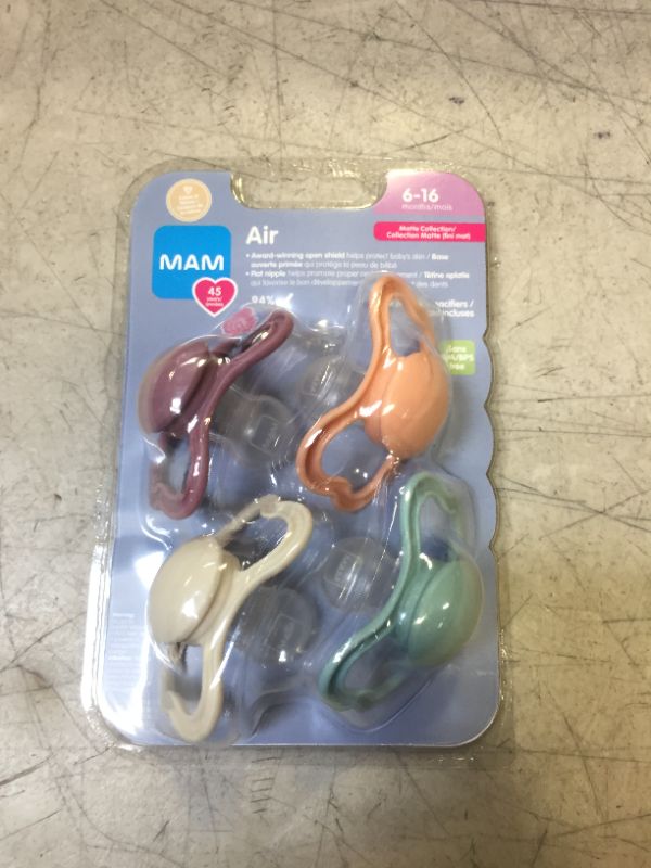 Photo 2 of MAM Air Matte Pacifiers, for Sensitive Skin, Best Pacifier for Breastfed Babies, Girl Pacifiers, 16+ Months, 4 Count
