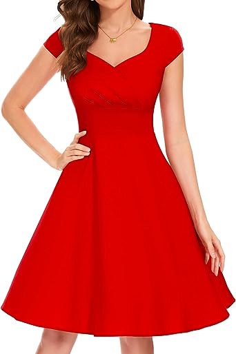 Photo 1 of Bbonlinedress Womens 1950s Vintage Cocktail Dress Cap Sleeve Retro Rockabilly Swing Dress
Small