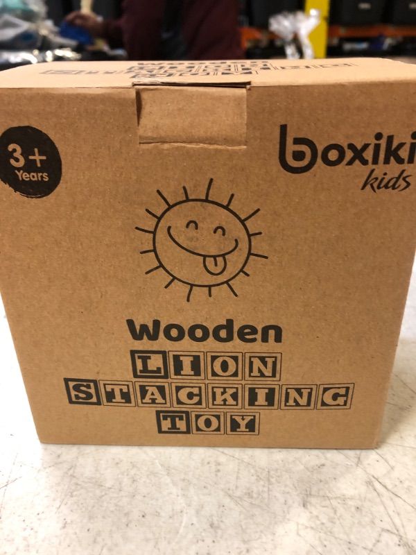 Photo 1 of Boxiki kids Wooden Stacking Montessori Toys Colorful Shape Sorter Stacker. Baby Wooden Toys for Early Development & Fine Motor Skills for 1 2 3 Years Old Boys & Girls (Lion)