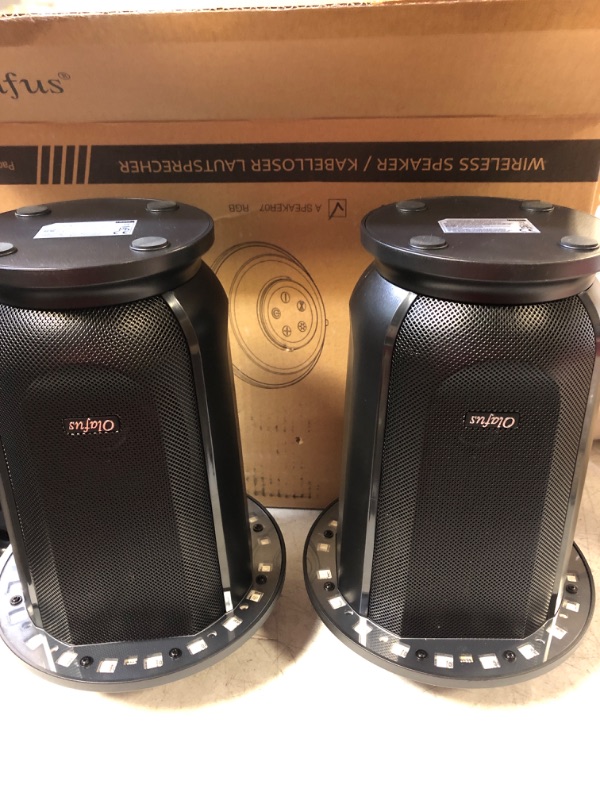 Photo 2 of Olafus Outdoor Bluetooth Speakers 2 Packs, 40W True Wireless Stereo Patio Speaker Dual Pairing Lantern Speaker, 20 Warm White LED, Rich Bass for Garden Yard Camping