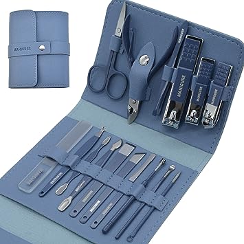 Photo 1 of Bultiweud Nail Clippers Toenail Clippers Kit,16 in 1 Manicure Set, Professional Nail Cutter Set Portable Manicure Kit Pedicure Kit Nail Care Kit Nail Clippers (Starry Blue)