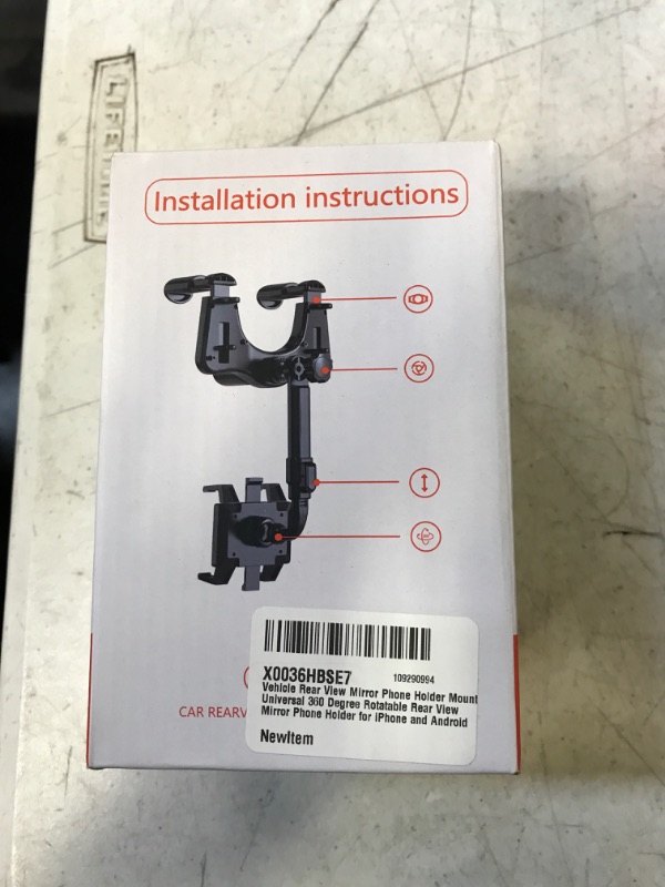 Photo 1 of 360 Degree Rotatable and Retractable Car Phone Holder, Vehicle Rear View Mirror Phone Holder Universal 360-degree Rotation Adjustment Mirror Phone Holder for iPhone Smartphones and Cars 1 Pack
