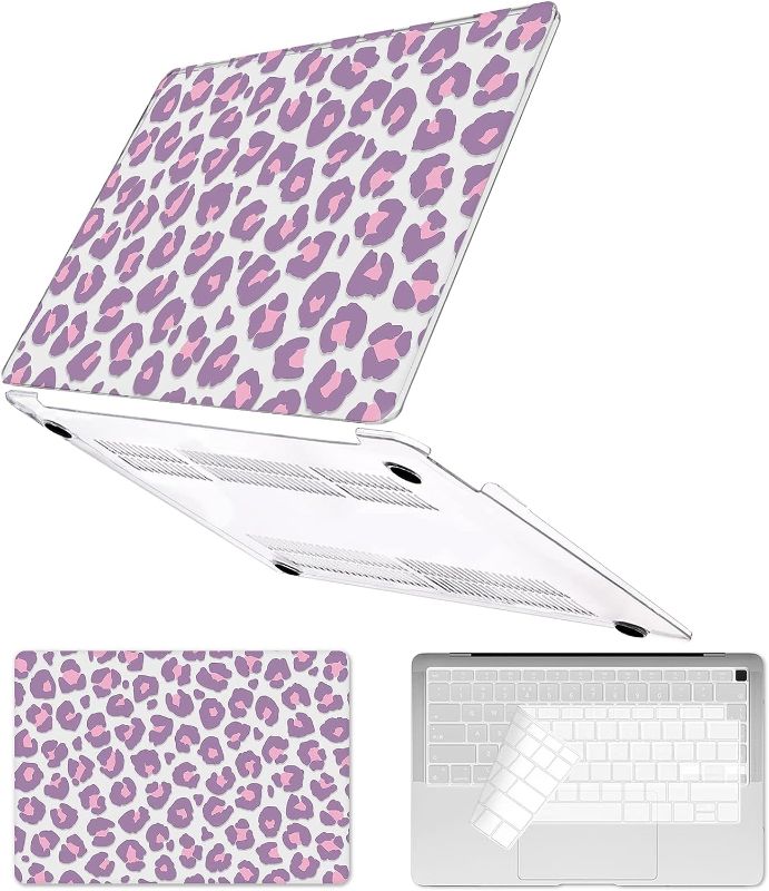 Photo 1 of Seorsok Compatible with MacBook Air 13 inch Case 2020 2019 2018 Release Model A1932 A2179 M1 A2337 with Touch ID Clear Cute Purple Cheetah Laptop Plastic Hard Shell&Keyboard Cover-Transparent Leopard
