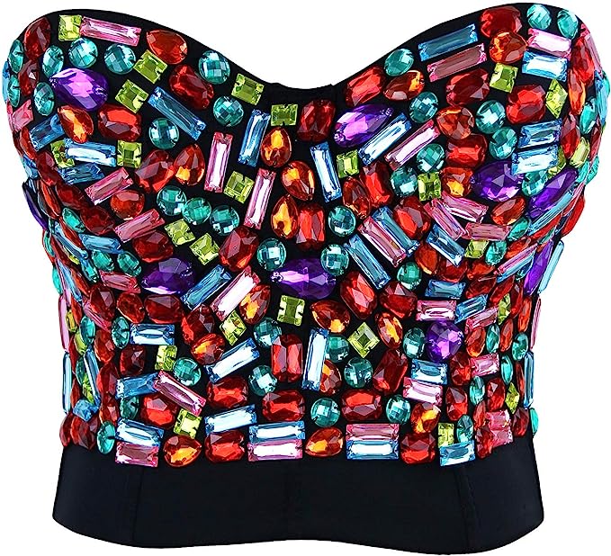 Photo 1 of Charmian Women's Colorful Rhinestone Push Up Bra Clubwear Party Bustier Crop Top
MEDIUM
