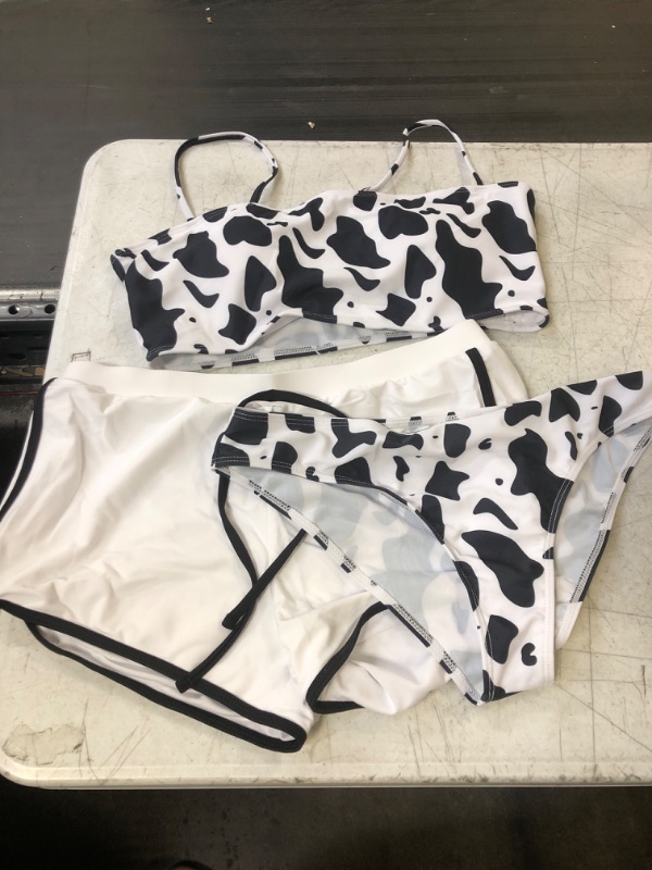 Photo 1 of 3 PCS BATHING SUIT BLACK/WHITE COW PRINT LARGE