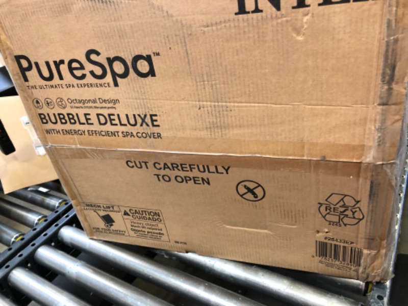 Photo 1 of INTEX 28433EP PureSpa Bubble Massage Deluxe, Inflatable Spa Set with Energy Efficient Cover, Grey, 4-Person 4-Person / Slate Grey - Octagonal with Energy Efficient Cover