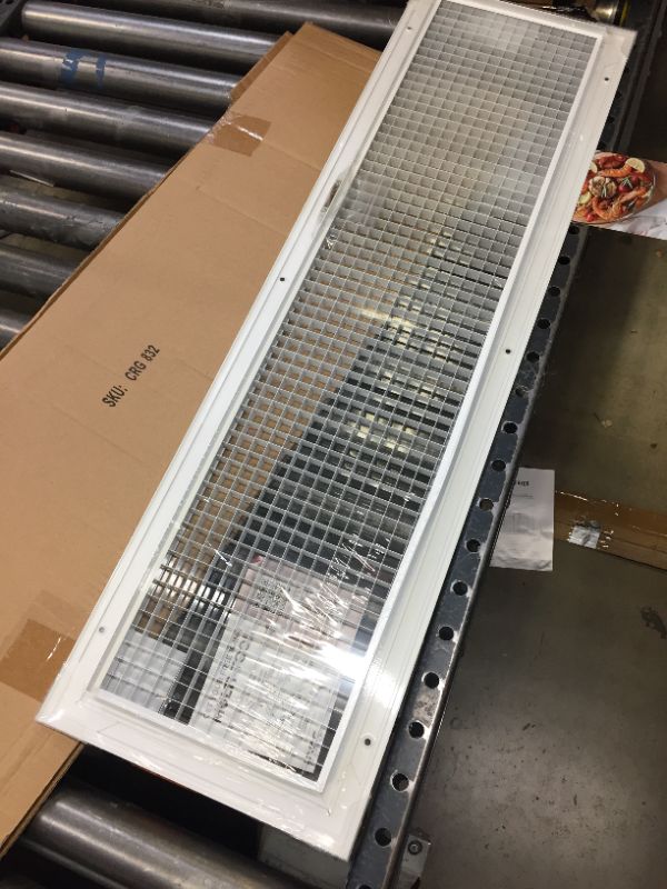 Photo 2 of 8" x 32" or 32" x 8" Cube Core Eggcrate Return Air Grille - Aluminum Rust Proof - HVAC Vent Duct Cover - White [Outer Dimensions: 10.75] 8 x 32 Return Grille