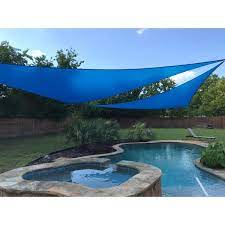 Photo 1 of 10 ft. x 10 ft. x 14.1 ft. 190 GSM Blue Right Triangle Sun Shade Sail Screen Canopy, Outdoor Patio and Pergola Cover
