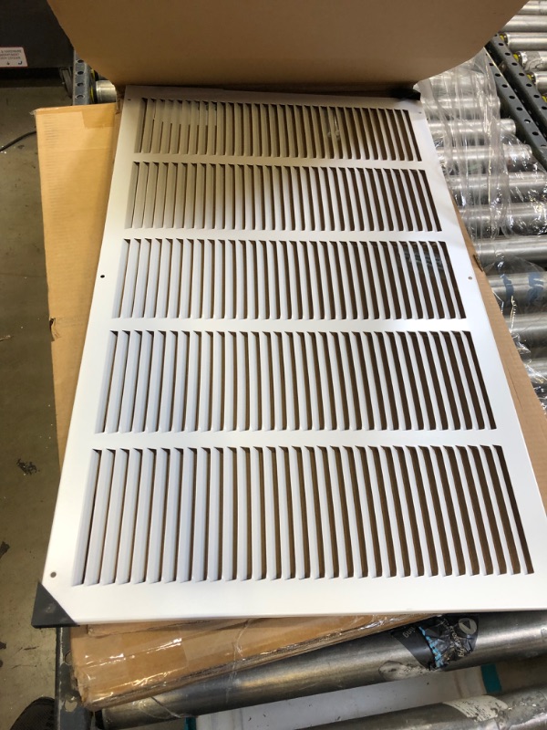 Photo 2 of 28"w X 16"h Steel Return Air Grilles - Sidewall and Ceiling - HVAC Duct Cover - White [Outer Dimensions: 29.75"w X 17.75"h] 28 X 16 White