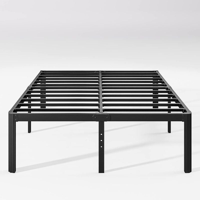 Photo 1 of Hunlostten 18in High Queen Bed Frame No Box Spring Needed, Heavy Duty Metal Platform Bed Frame Queen Size with Round Corners, Easy Assembly, Noise Free, Black
