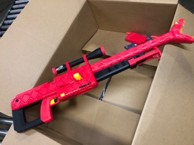 Photo 2 of Nerf Roblox Zombie Attack: Viper Strike Nerf Sniper-Inspired Blaster With Scope, Code for Exclusive Virtual Item, Roblox Toys for 8 Year Old Boys & Girls and Up, 6-Dart Clip, 6 Nerf Elite Darts, Bipod