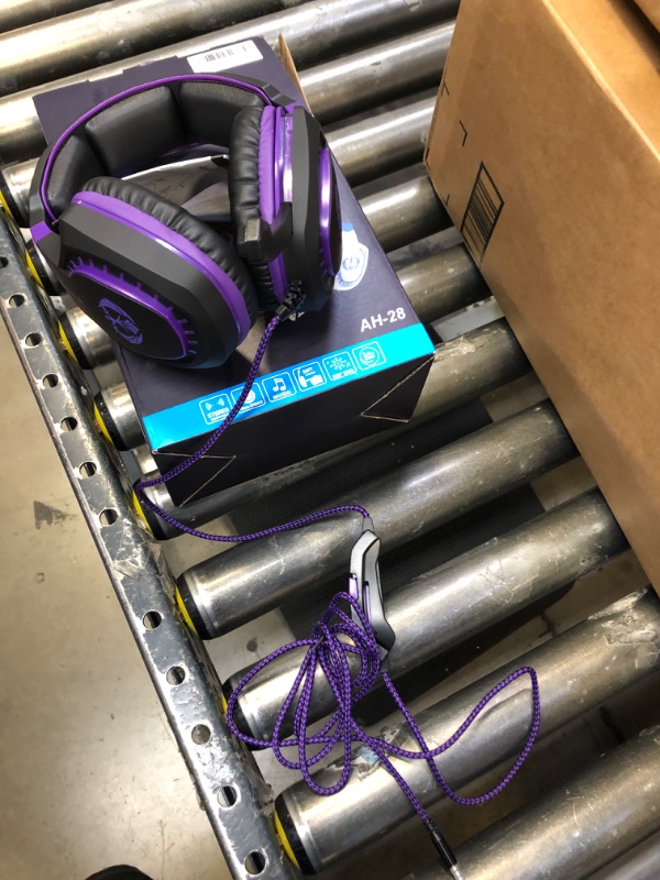 Photo 1 of Anivia Gaming Headset Bass Surround Sound Stereo PS4 PS5 Headset with Microphone Volume Control Noise Canceling Mic Over-Ear Headphones Compatible for PS4 Xbox one Laptop PC Mac Purple