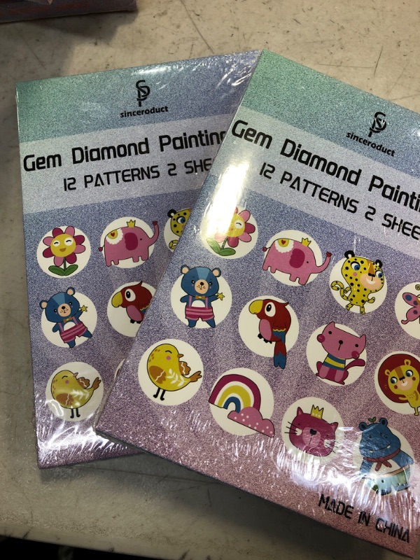 Photo 2 of Gem Diamond Painting Kits for Kids, Laser Stickers and Beautiful Clear Diamonds, Arts and Crafts for Kids Girls Boys and Adult Beginners, Kids Gift, 12 Pieces Cute Animals  2 packs