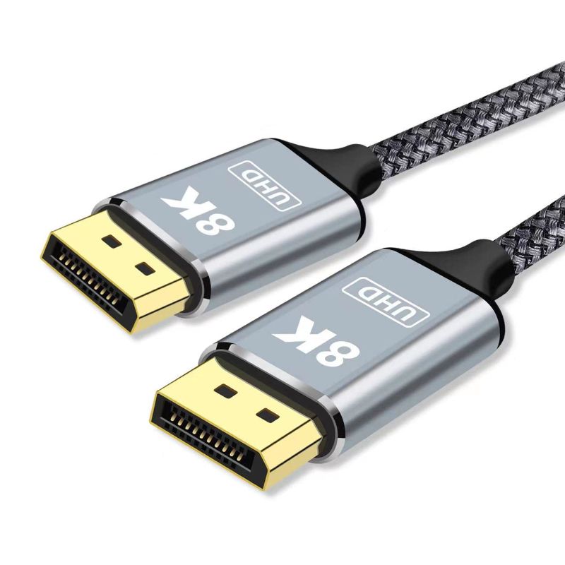 Photo 1 of 8K DisplayPort to DisplayPort 1.4 Cable, 16ft DP to DP Male to Male Cable Gold-Plated Cord, Supports 8K@60Hz, 4K@144Hz 32.4Gbps, 3D, FreeSync & G-Sync, Compatible for Lenovo, Dell, HP, ASUS and More