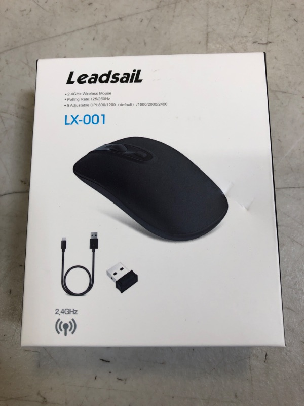 Photo 2 of LeadsaiL Rechargeable Wireless Computer Mouse, 2.4G Portable Slim Cordless Mouse Less Noise for Laptop Optical Mouse with 5 Adjustable DPI Levels USB Mouse for Laptop, Deskbtop, MacBook Black