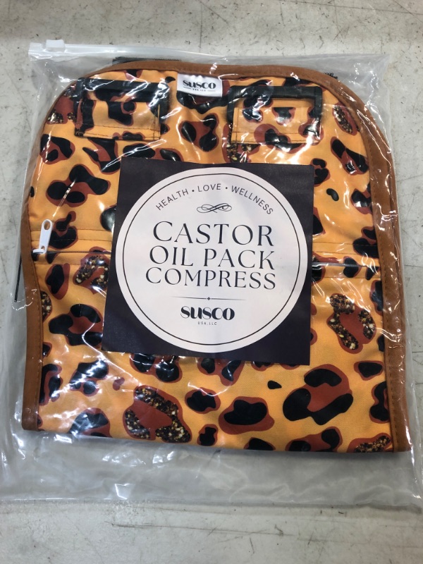 Photo 2 of Castor Oil Pack Wrap Compress - Less Mess, Reusable, Easy to Use, Adjustable Straps for Comfortable Fit - Organic, Liver Detox, Digestion, Constipation, Inflammation, Better Sleep (Leopard Print)