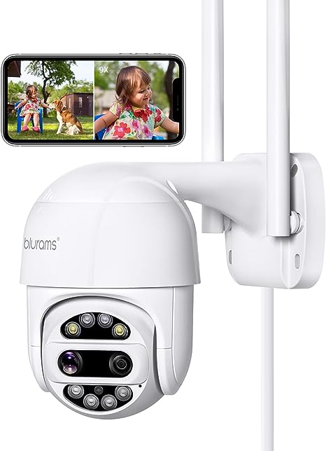 Photo 1 of blurams Security Camera Outdoor, 3MP Dual-Lens Wi-Fi Outdoor Camera, 360° PTZ Cameras for Home Security w/Motion Tracking, Two-Way Talk, 2K Color Night Vision, IP66 Weatherproof, Siren Alarm