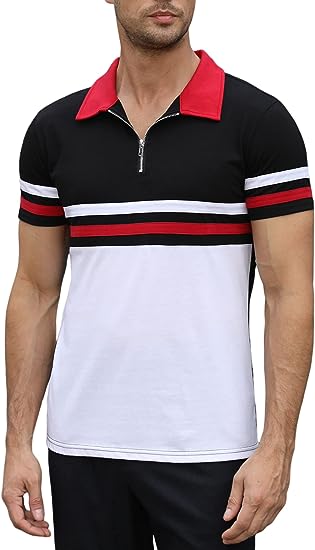 Photo 1 of EliteSpirit Men's Polo Shirts Short Sleeve Casual Slim Fit Pique Golf Shirts Moisture Wicking Mesh Collared Shirt LARGE