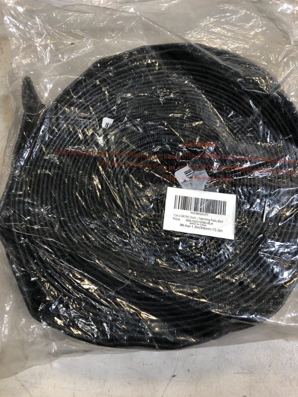 Photo 2 of 1 1/2 IN x 50 FT Pool Backwash Hose, Industrial Grade Heavy Duty PVC Hose, Wall Thickness 1.2mm, Pool Filter Pump Hose and Pool Drain Hose, Black, Weather and Blast Resistant, with Hose Clamp