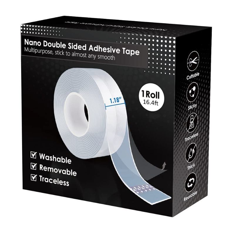 Photo 1 of  Nano Double Sided Tape Heavy Duty,Multipurpose Transparent Poster Tape for Wall, Adhesive Strips Strong Sticky Mounting Tape Wall Tape Picture Hanging Strips Gel Tape (16.4FT, Transparent, 1)