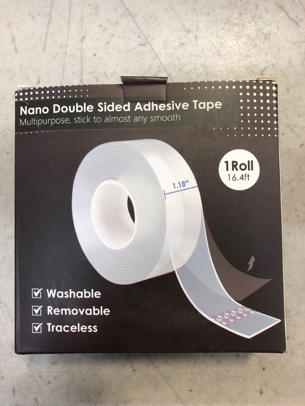 Photo 2 of  Nano Double Sided Tape Heavy Duty,Multipurpose Transparent Poster Tape for Wall, Adhesive Strips Strong Sticky Mounting Tape Wall Tape Picture Hanging Strips Gel Tape (16.4FT, Transparent, 1)