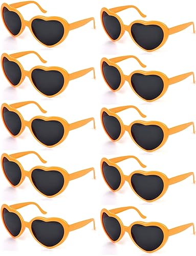 Photo 1 of YQVIE 10 Pack Neon Color Heart Shaped Sunglasses for Women Heart Sunglasses in Bulk for Bachelorette Party Favors
 