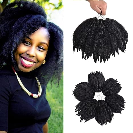 Photo 1 of 6Packs Marley Hair for Twists 10Inch Short Braiding Hair Afro Kinky Twist Crochet Braids Synthetic Fiber Hair Extensions for Women