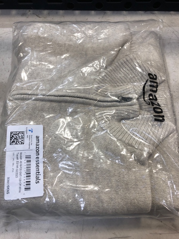 Photo 1 of Amazon Essentials Men's Long-Sleeve Soft Touch Quarter-Zip Sweater Large Off-white