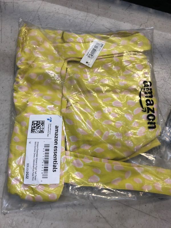 Photo 1 of Amazon Essentials Women's Fluid Twill Tiered Midi Summer Dress X-Small Yellow/Pink, Petal Print