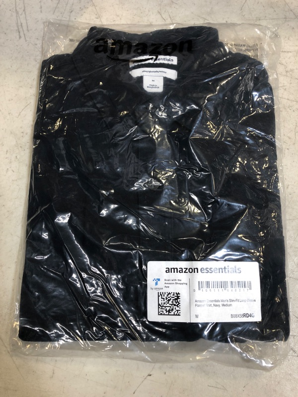 Photo 1 of Amazon Essentials Men's Slim-Fit Long-Sleeve Flannel Shirt Medium Navy