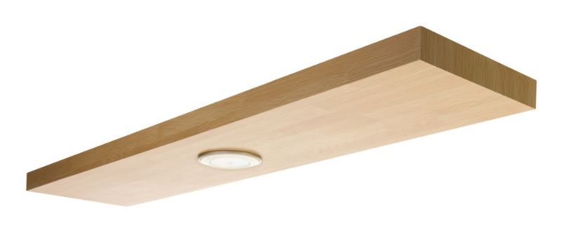 Photo 1 of 36 in. Oak Kiera Grace Stockholm Aberg Floating Shelf with LED Light, Beige
