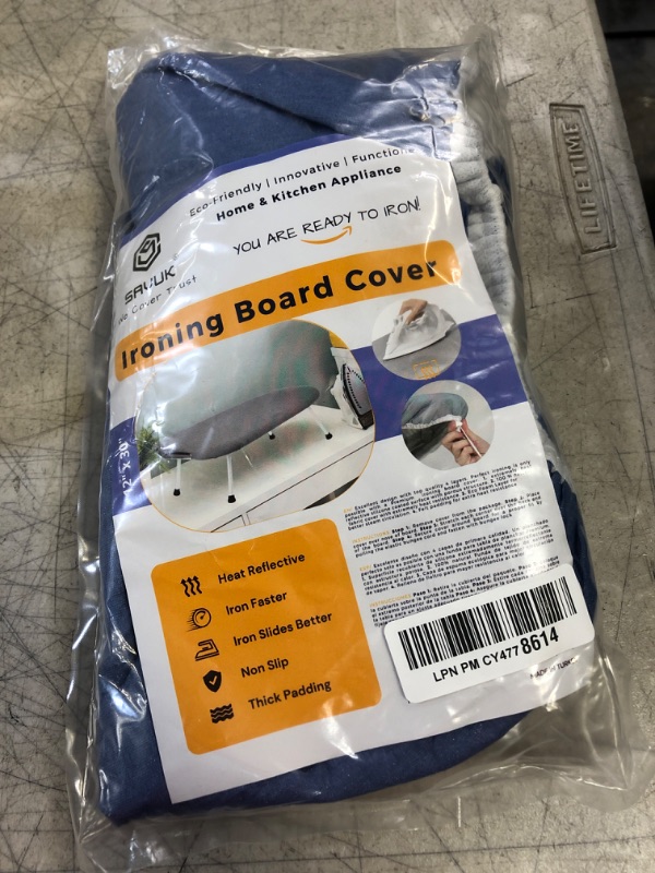 Photo 2 of 12.5 X 32 inch Smart Table top Ironing Board Cover and Pad with Standard Size, Fits Small, Mini Board, Easy Placement, Extra Thick Padding, Elastic Cord, Heat Resistance (12.5" X 30", Blue)
