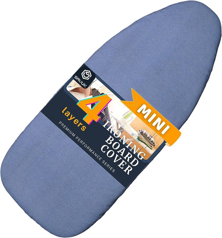 Photo 1 of 12.5 X 32 inch Smart Table top Ironing Board Cover and Pad with Standard Size, Fits Small, Mini Board, Easy Placement, Extra Thick Padding, Elastic Cord, Heat Resistance (12.5" X 30", Blue)

