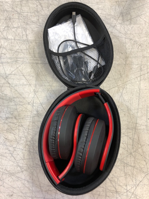 Photo 2 of ZIHNIC Bluetooth Headphones Over-Ear, Foldable Wireless and Wired Stereo Headset Micro SD/TF, FM for Cell Phone,PC,Soft Earmuffs &Light Weight for Prolonged Wearing (Black/red)
