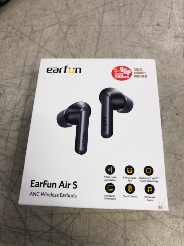 Photo 5 of EarFun Air S Noise Cancelling Wireless Earbuds, Qualcomm® aptX™, 4 Mics CVC 8.0 Call, Multipoint Connection, Wireless Charging, 10mm Wool Composite Drivers, App with Custom EQ, Game Mode, Black