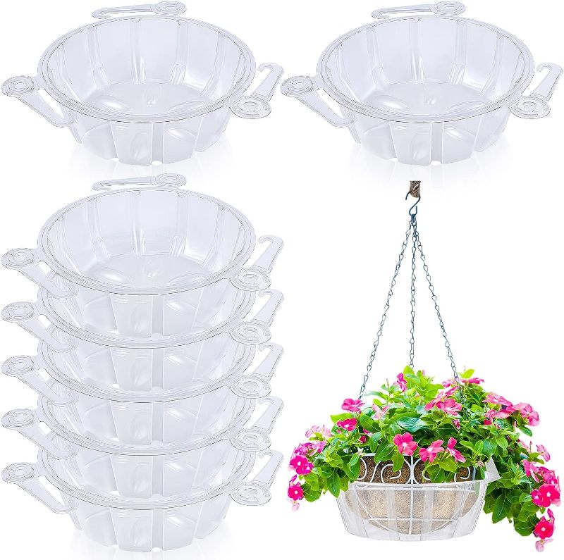 Photo 1 of 20 Pcs Hanging Plant Basket Drip Trays 10 Inch Plastic Plant Water Tray Plant Saucer Drip Pan Hanging Pots Plant Water Catcher Clear Plant Hangers for Hanging Planter Outdoor Indoor
