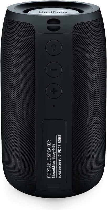 Photo 1 of Bluetooth Speakers,MusiBaby Speaker,Outdoor,Wireless,Waterproof, Portable Speaker,Dual Pairing, Bluetooth 5.0,Loud Stereo,Booming Bass,1500 Mins Playtime for Home,Party,Gifts(Black)
