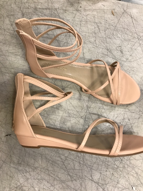 Photo 2 of DREAM PAIRS Women's Ankle Strap Low Wedge Sandals - Beige - Sz 10
