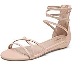 Photo 1 of DREAM PAIRS Women's Ankle Strap Low Wedge Sandals - Beige - Sz 10
