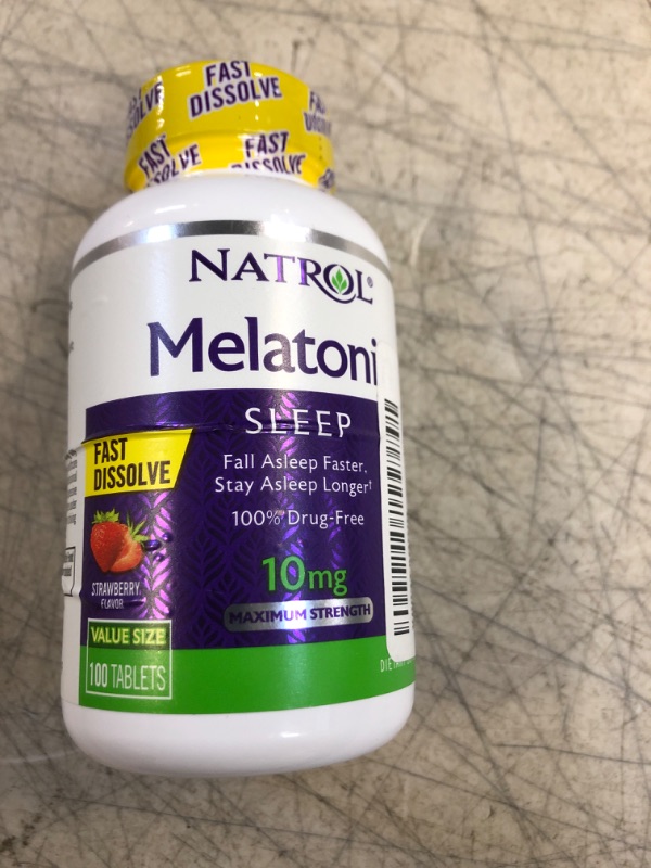 Photo 2 of eexpires- jan/31/2025
Natrol Melatonin Fast Dissolve Tablets, Helps You Fall Asleep Faster, Stay Asleep Longer, Easy to Take, Dissolve in Mouth, Strengthen Immune System, Maximum Strength, Strawberry Flavor, 10mg, 100Count